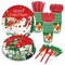 Christmas Tree Santa Claus Paper Plates Party Supplie Plates and Napkins Birthday Disposable Tableware Set Party Dinnerware Serves 8 Guests for Plates, Napkins, Cups 68PCS